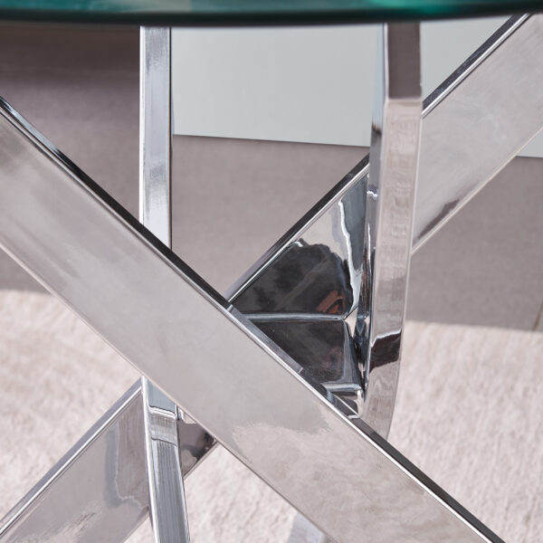 Table basse ronde ALIA en marbre blanc pieds argentés