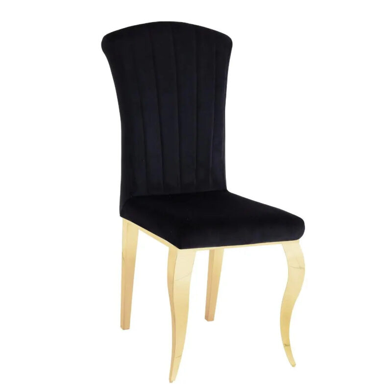 Chaise BAROQUE en velours et pieds en acier inoxydable - Meublei