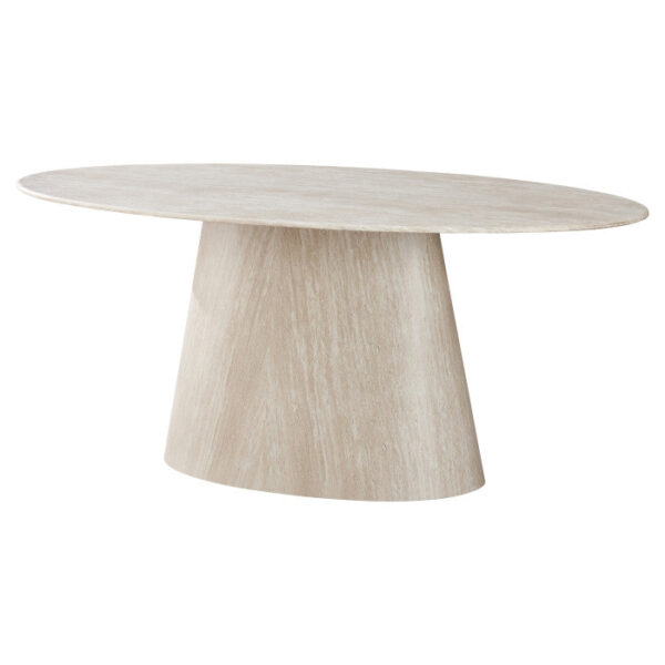 Table à manger avec plateau ovale en marbre artificiel, piétement en MDF - Meublei